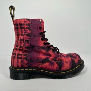 Dr Martens 1460 Pascal Tie Dye Leather Lace Up Boots Size 6 Suede GB01X Women's